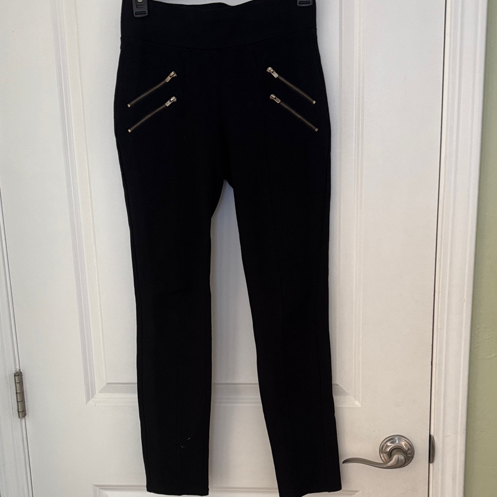 Ci Sono Black Pull-On Pants with Gold Zippers